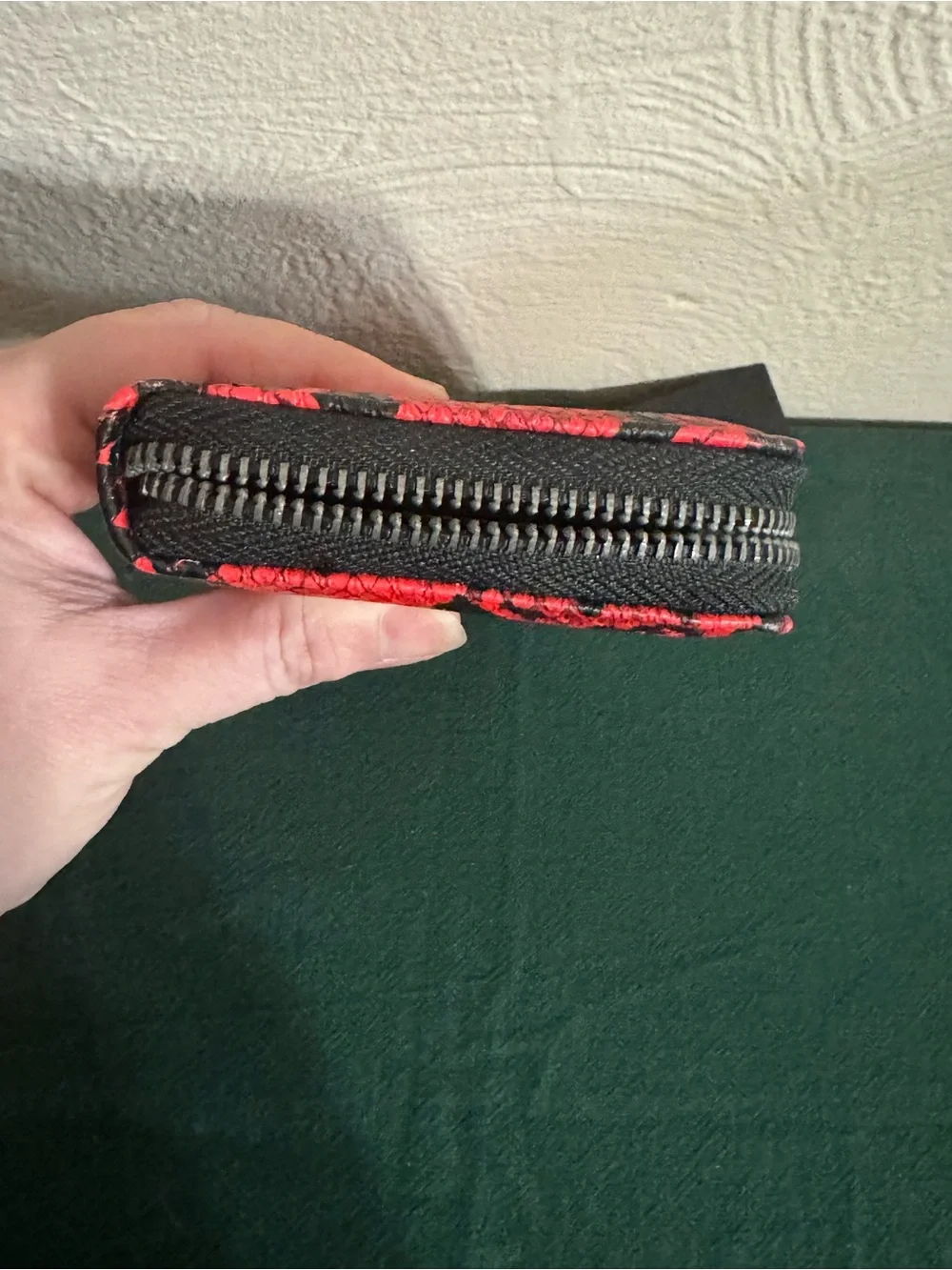 Ed Hardy Red & Black Snake-Print Zip Wristlet Wallet